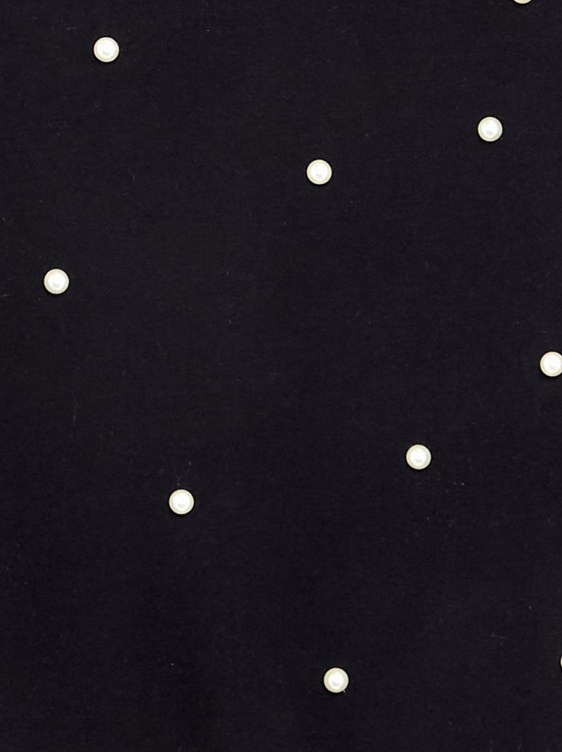 Sweat à manches longues avec perles Noir - Kiabi
