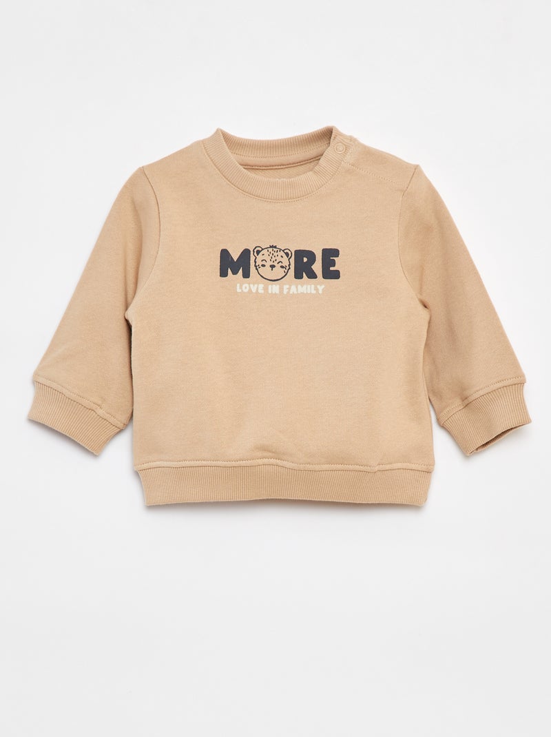 Sweat à manches longues avec print Beige - Kiabi