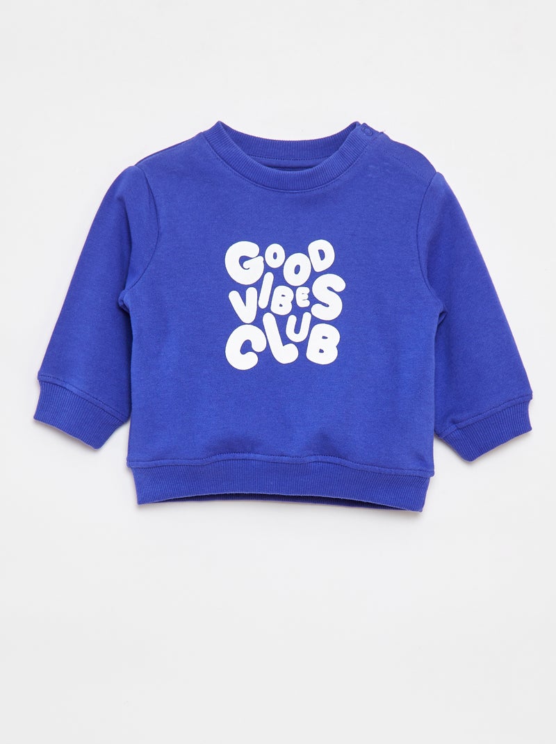 Sweat à manches longues avec print Bleu - Kiabi