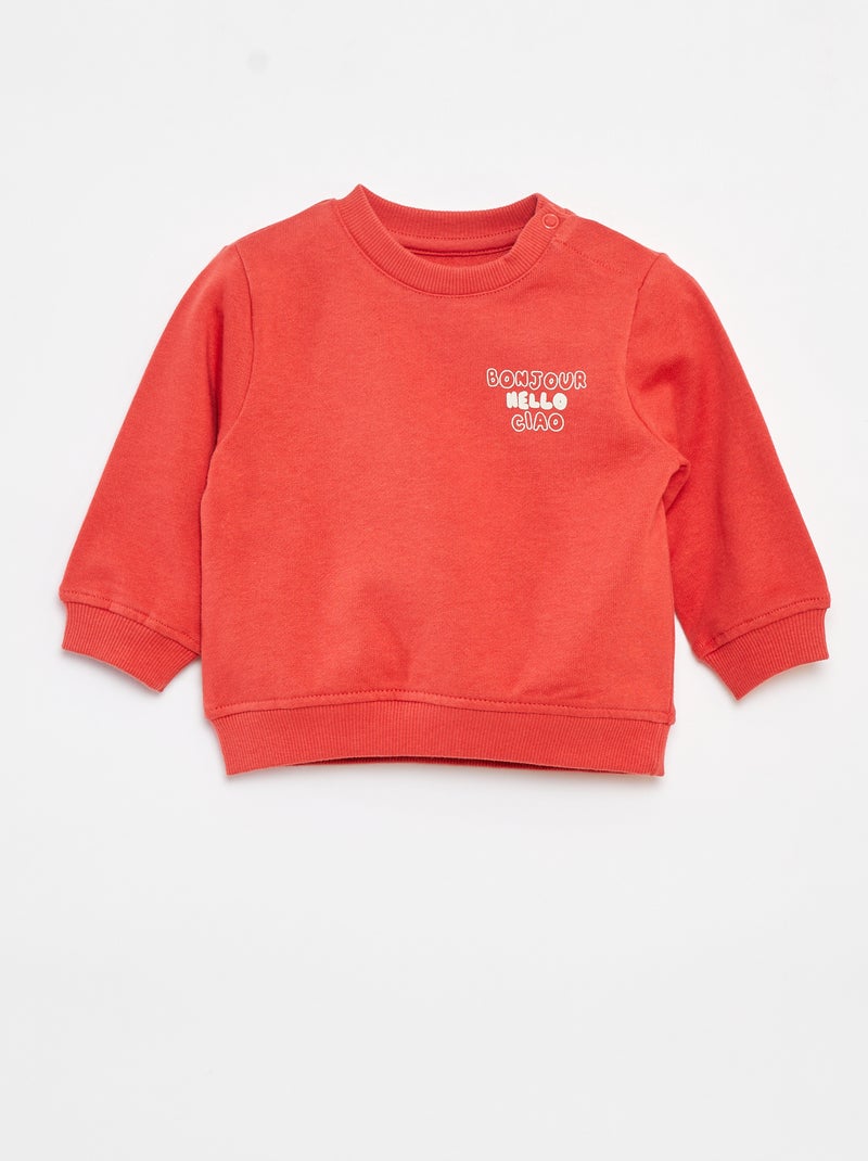 Sweat à manches longues avec print Rouge - Kiabi
