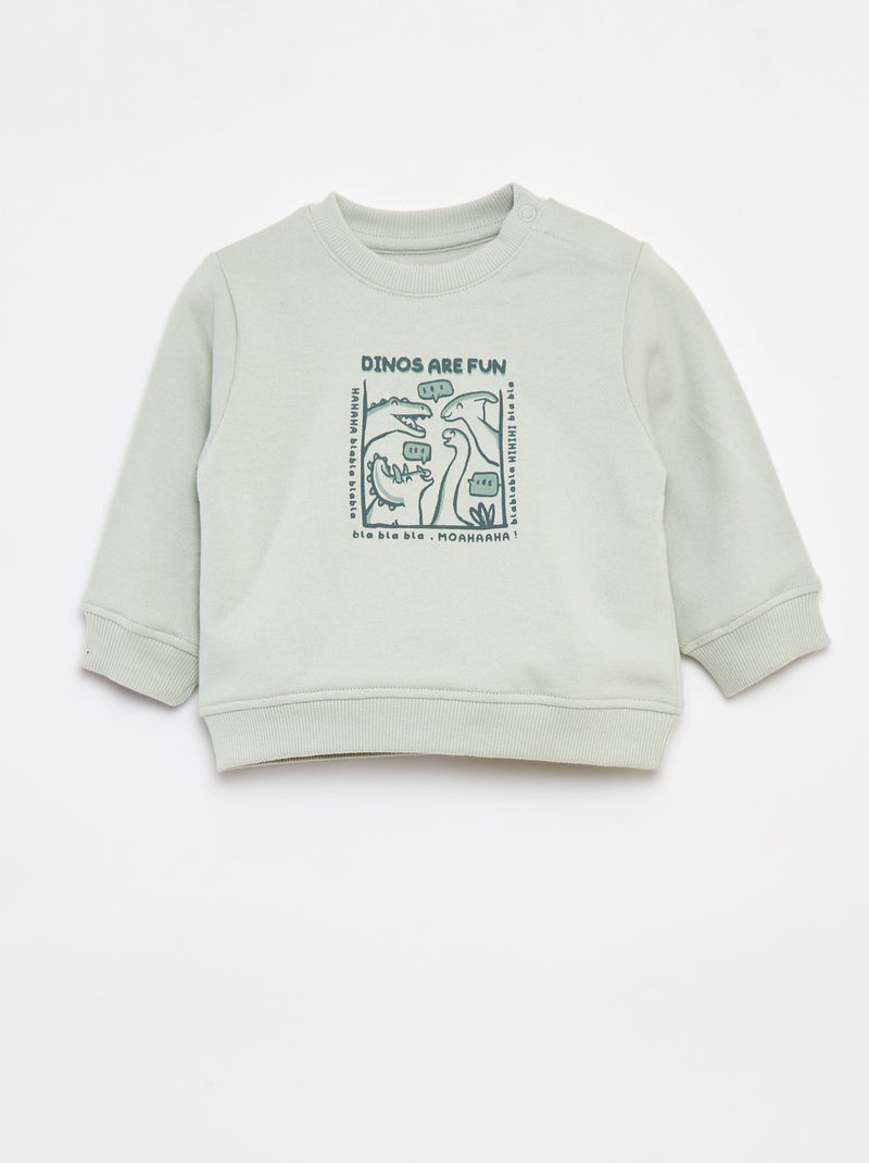 Sweat à manches longues avec print Vert - Kiabi