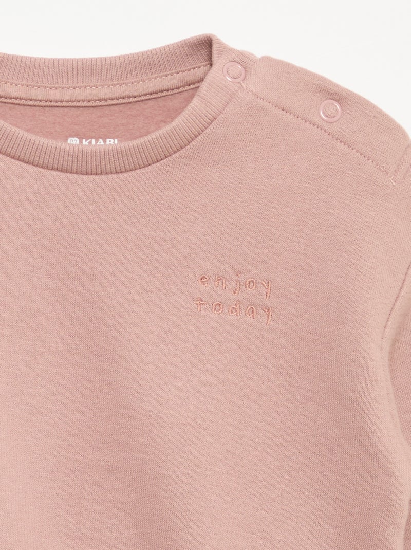 Sweat à manches longues en molleton Rose - Kiabi
