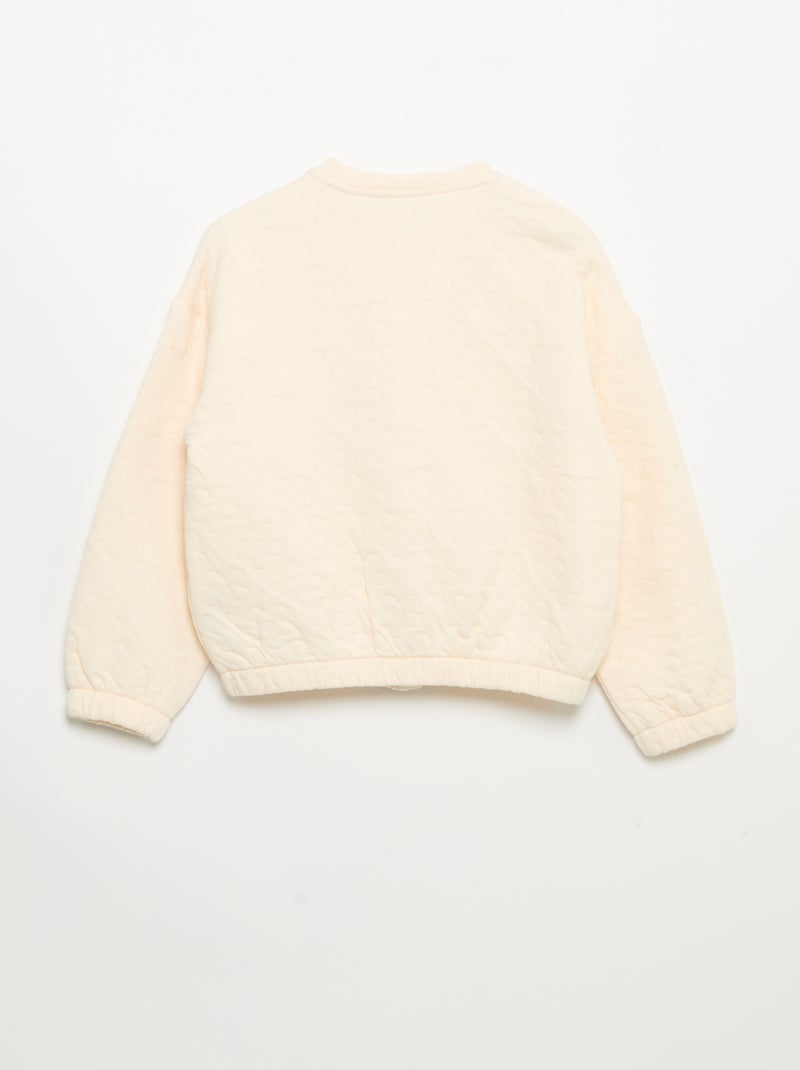 Sweat à manches longues et ouverture pressionnée Blanc - Kiabi