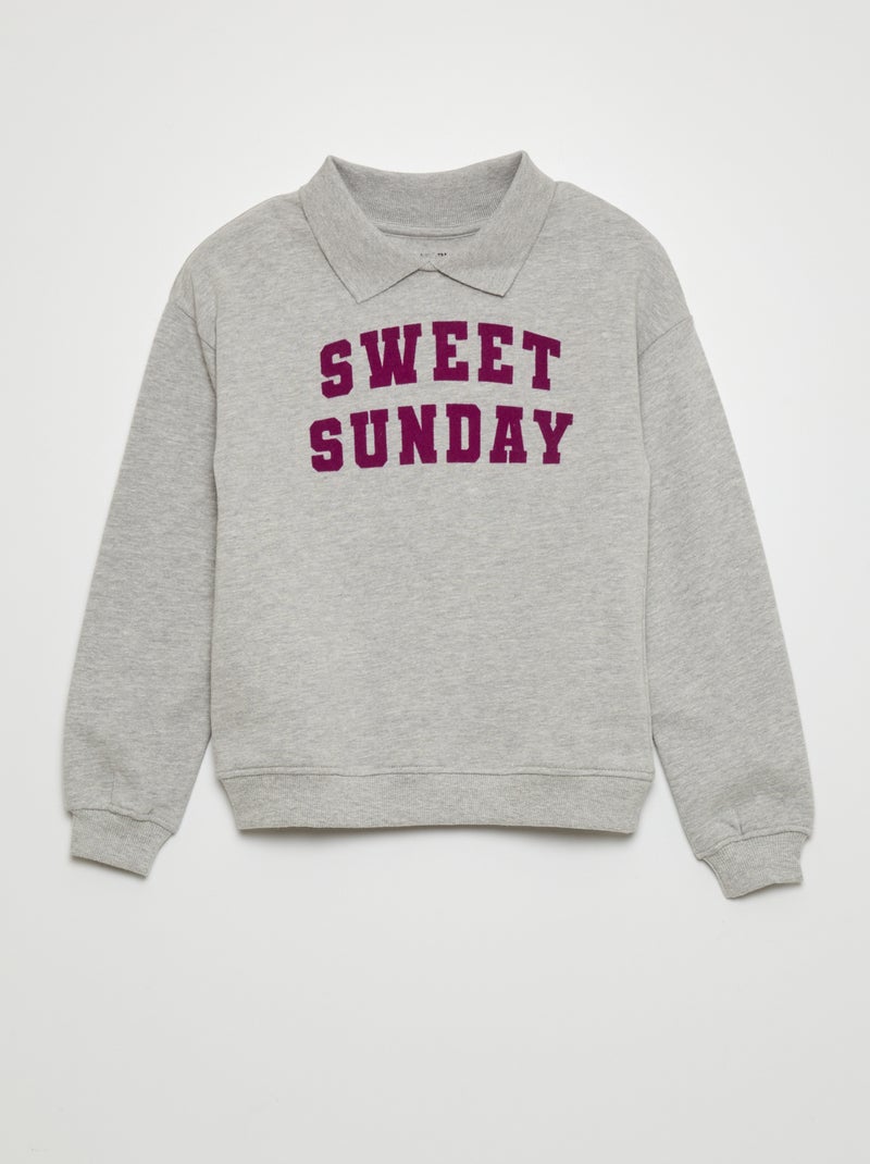 Sweat à message avec col polo Gris - Kiabi