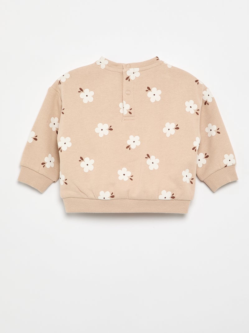 Sweat à motif en molleton Beige - Kiabi