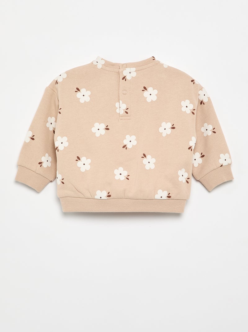 Sweat à motif en molleton Beige - Kiabi