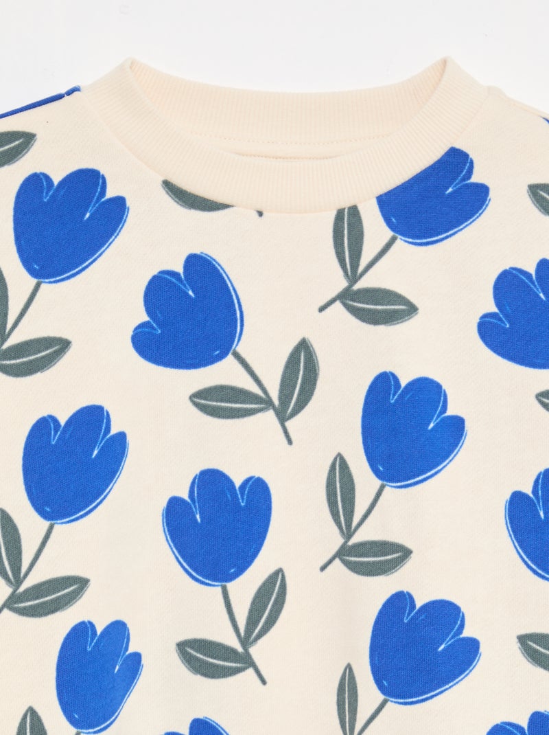 Sweat à motif et col rond Beige - Kiabi