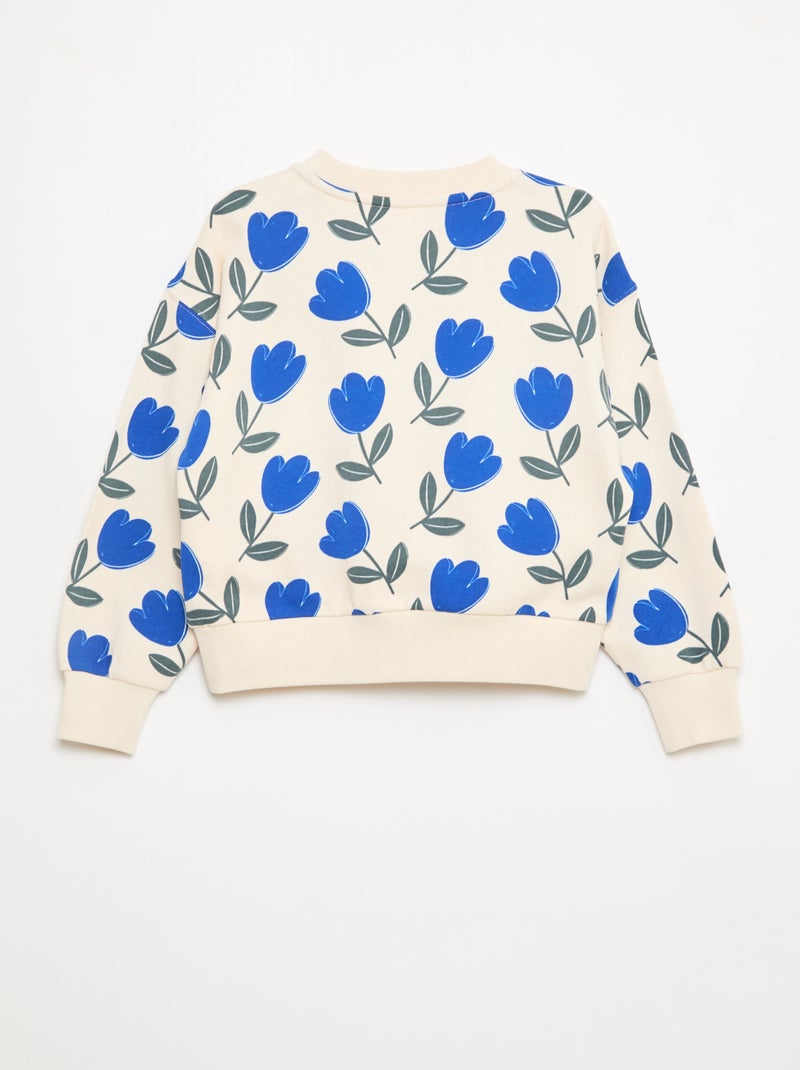 Sweat à motif et col rond Beige - Kiabi