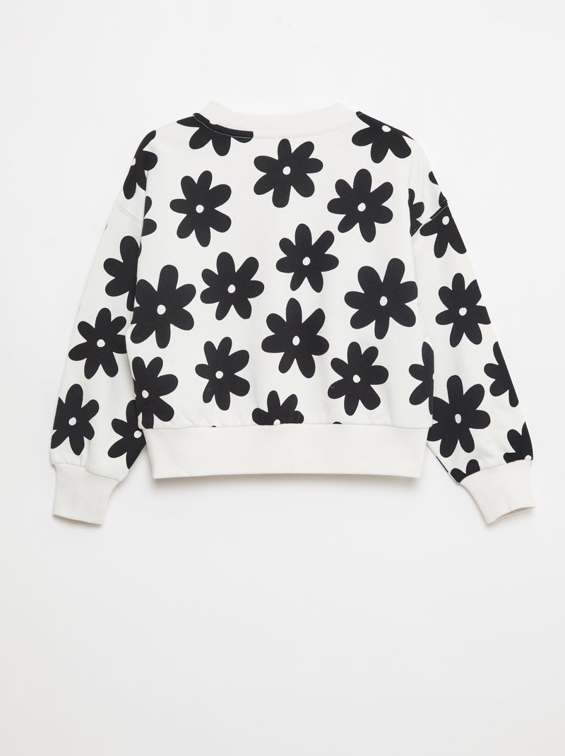 Sweat à motif et col rond Blanc - Kiabi