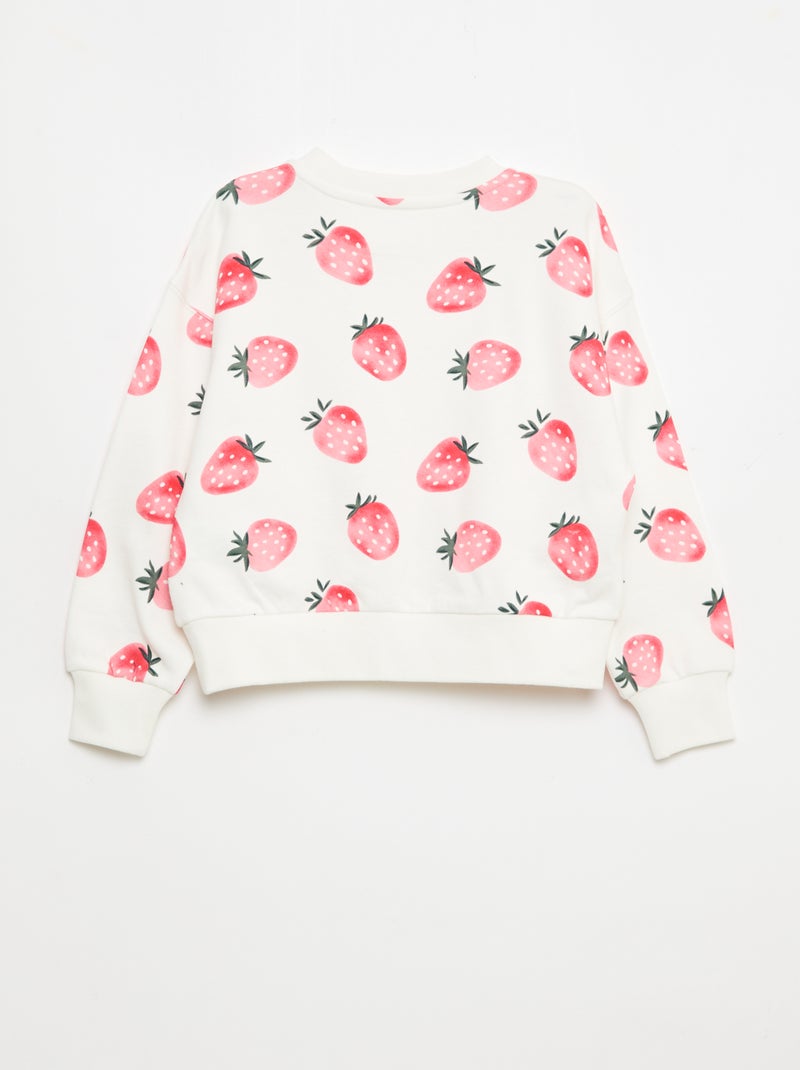 Sweat à motif et col rond Blanc - Kiabi