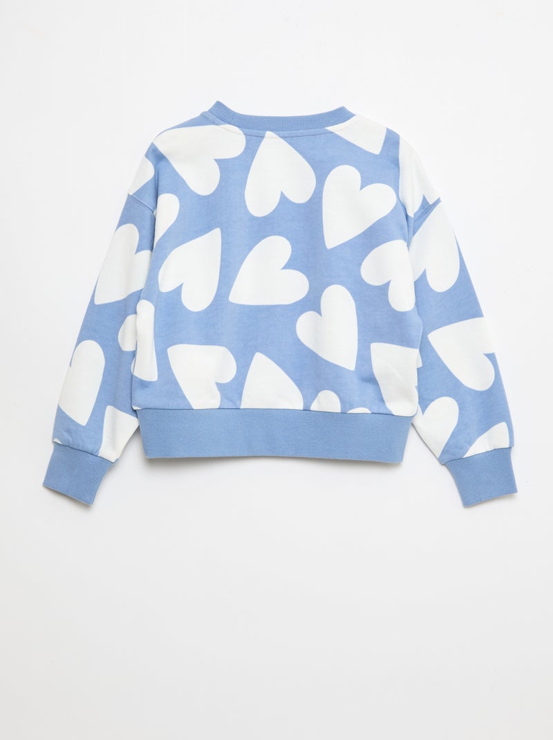 Sweat à motif et col rond Bleu - Kiabi