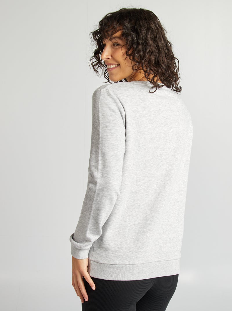 Sweat allaitement avec ouverture zippée Gris - Kiabi
