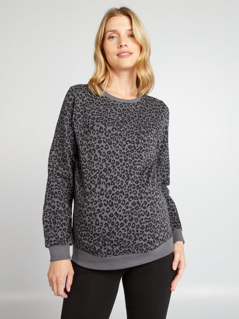 Sweat allaitement avec ouverture zippée Léopard - Kiabi