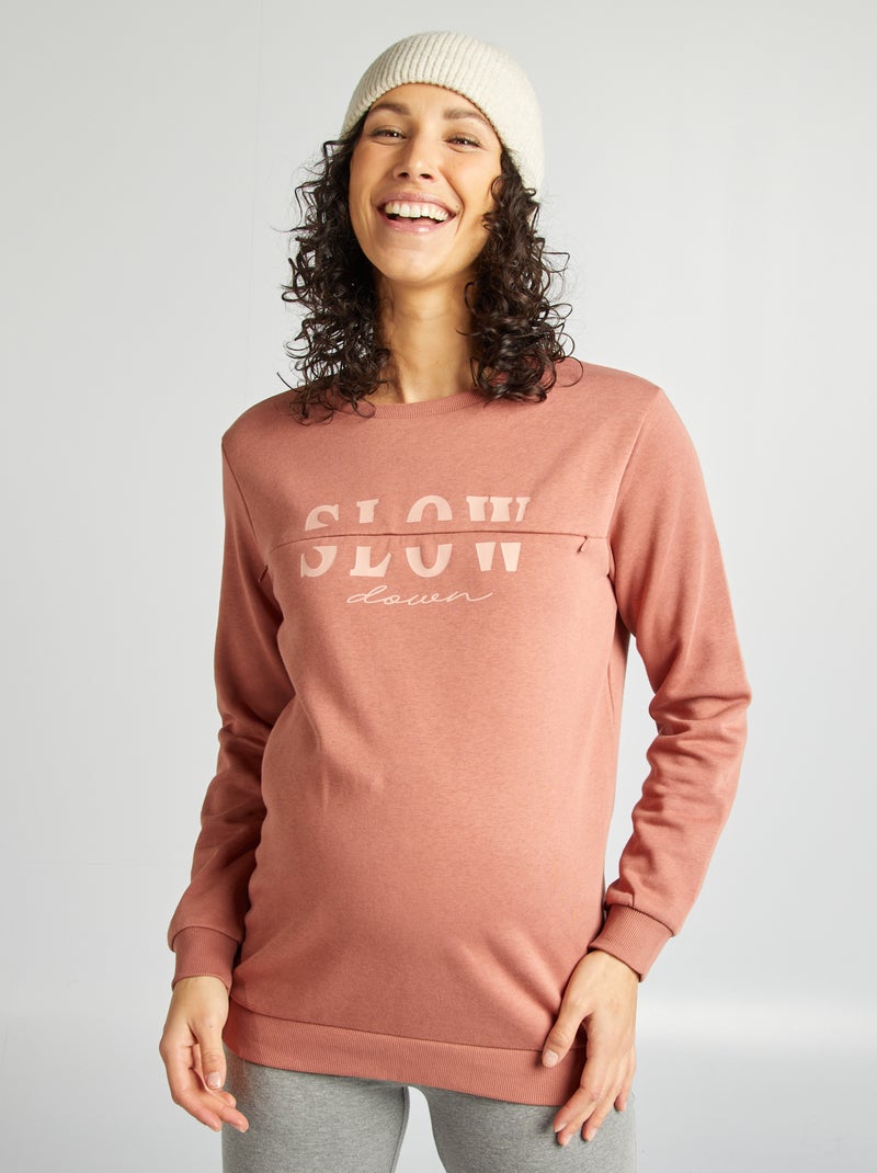 Sweat allaitement avec ouverture zippée Rose - Kiabi