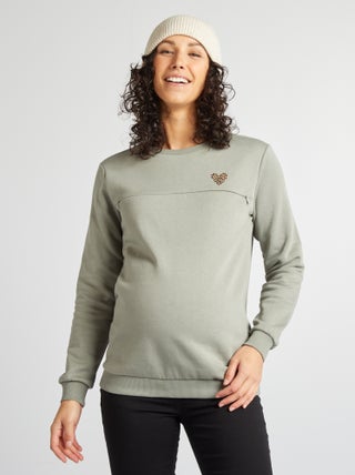 Sweat allaitement avec ouverture zippée