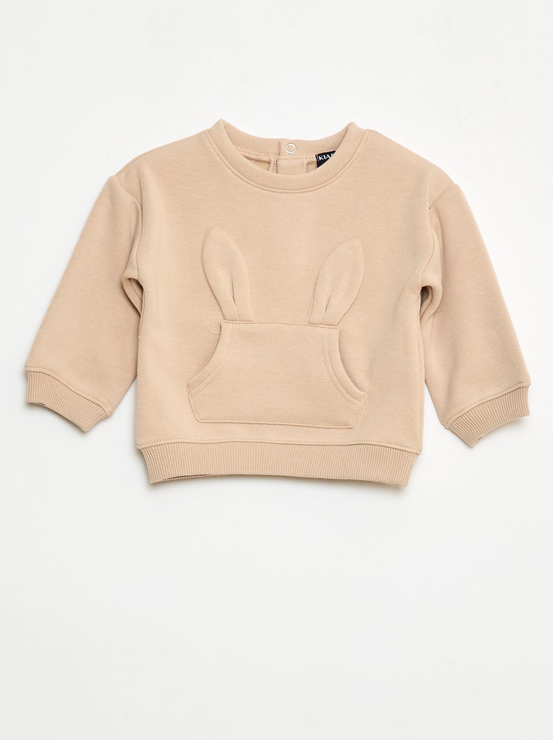 Sweat animé en coton Beige - Kiabi