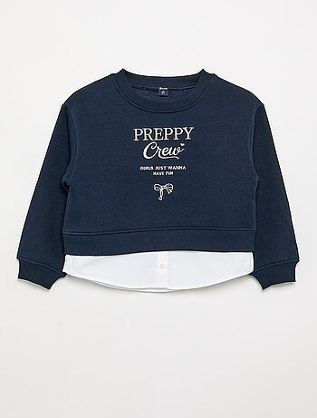 Sweat avec bas de chemise intégré et broderie poitrine