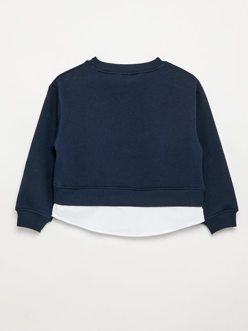 Sweat avec bas de chemise intégré et broderie poitrine - Kiabi