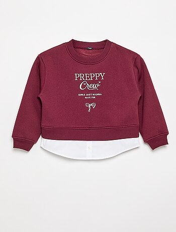 Sweat avec bas de chemise intégré et broderie poitrine