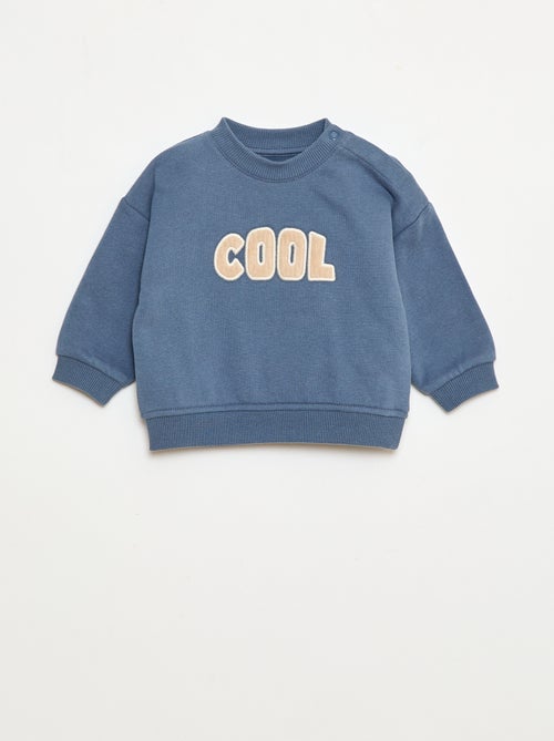 Sweat avec broderie 'cool' en molleton gratté - Kiabi