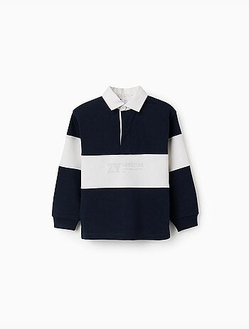 Sweat avec col polo et bloc de couleurs