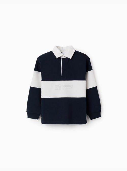 Sweat avec col polo et bloc de couleurs - Kiabi