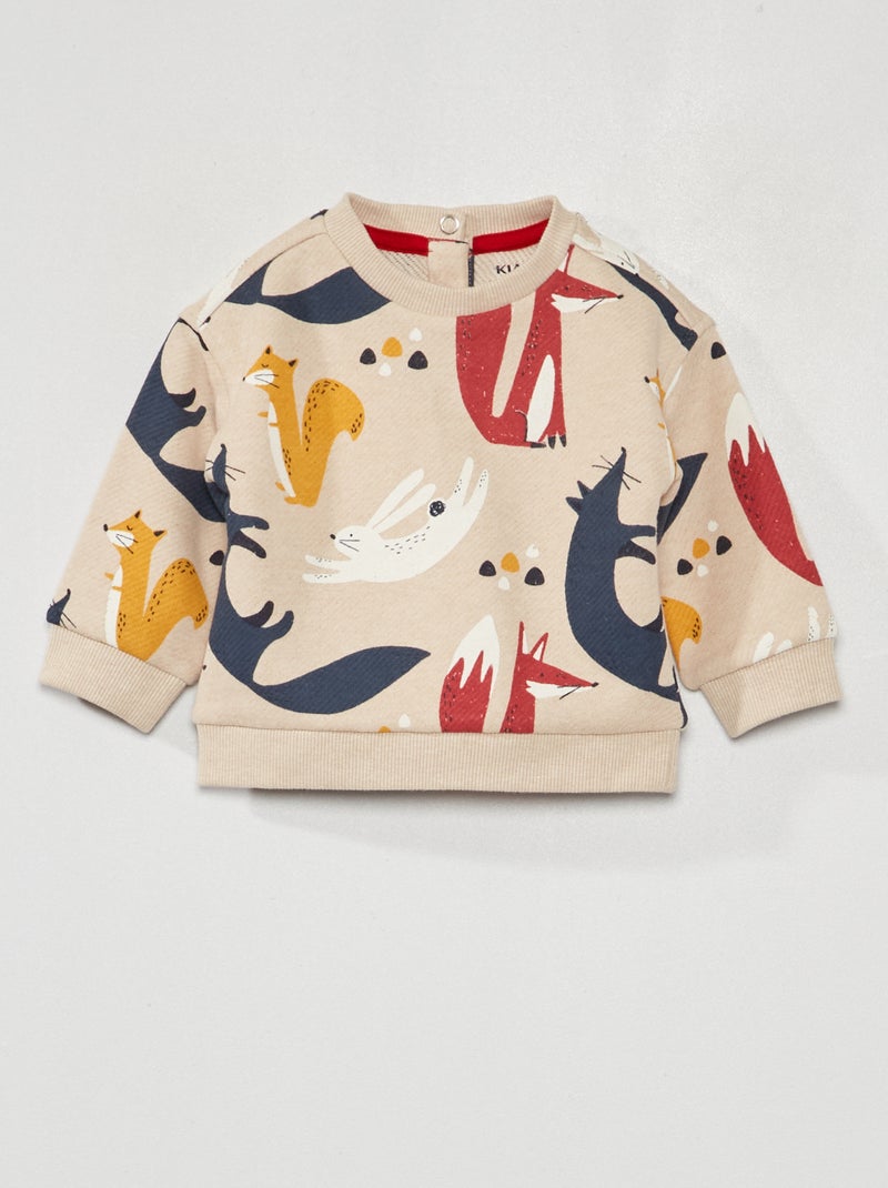 Sweat avec imprimé fantaisie Beige/rouge/bleu - Kiabi