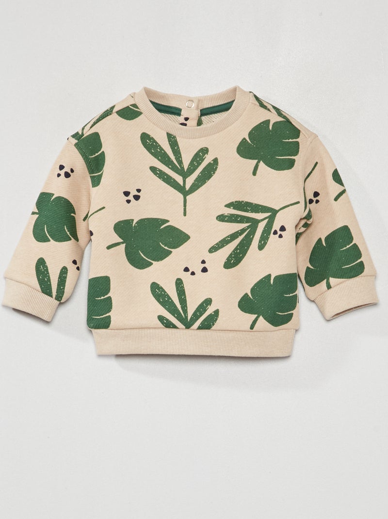 Sweat avec imprimé fantaisie Beige/vert - Kiabi