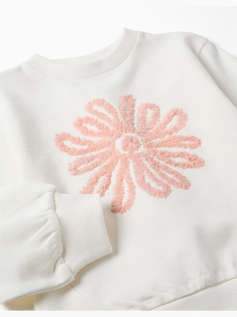 Sweat avec imprimé floral en relief Blanc - Kiabi