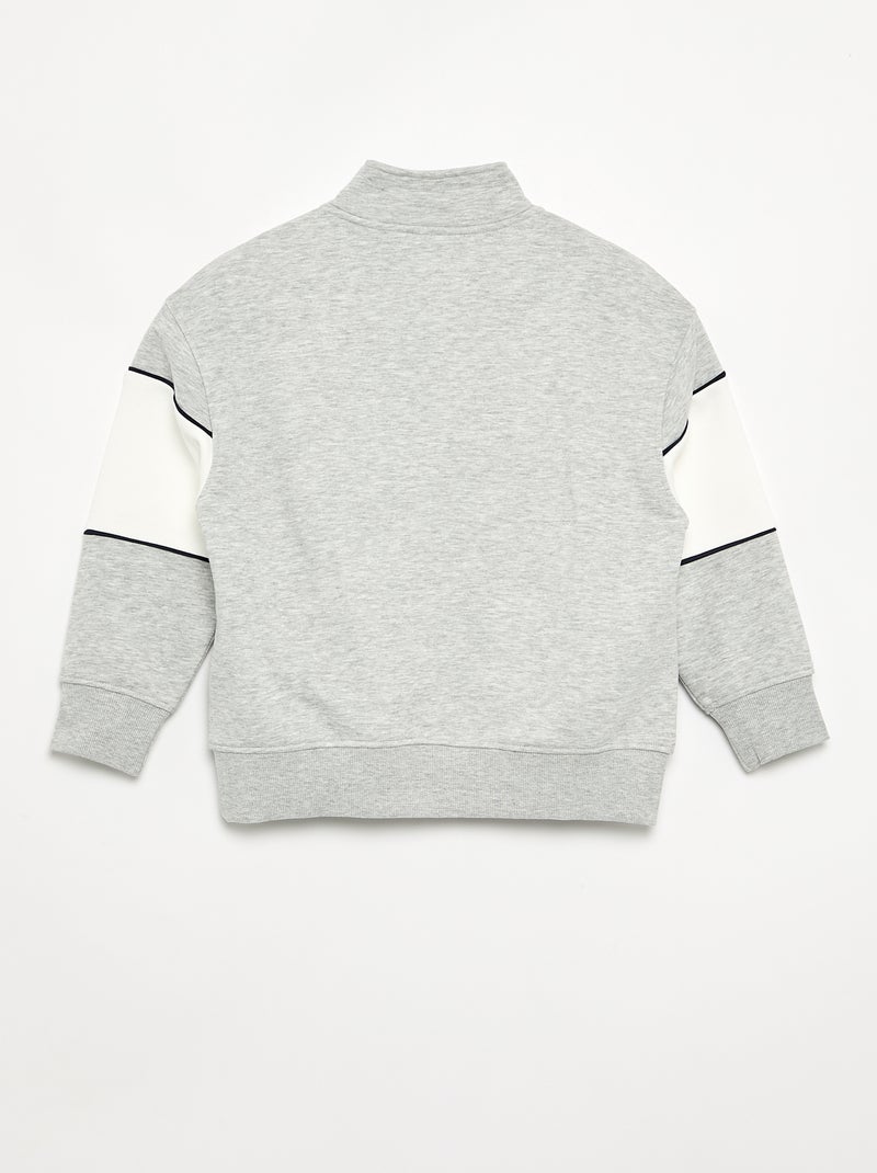 Sweat avec large bande contrastée Gris - Kiabi