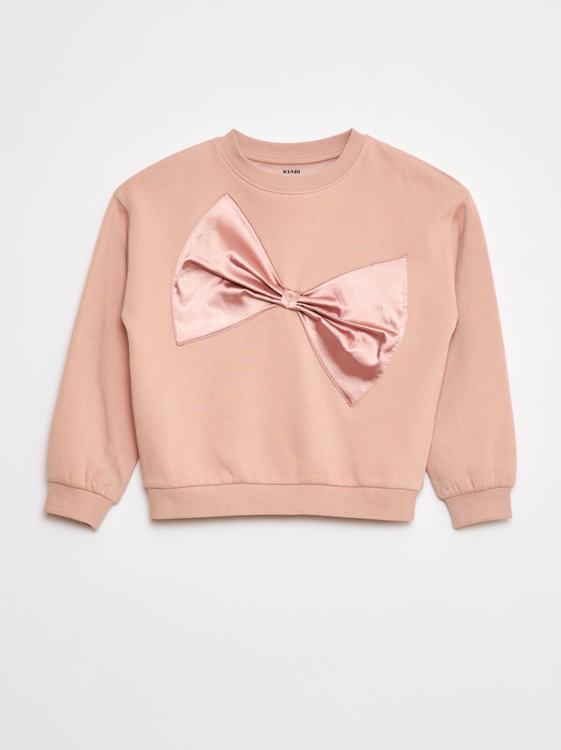 Sweat avec nœud en satin Rose - Kiabi