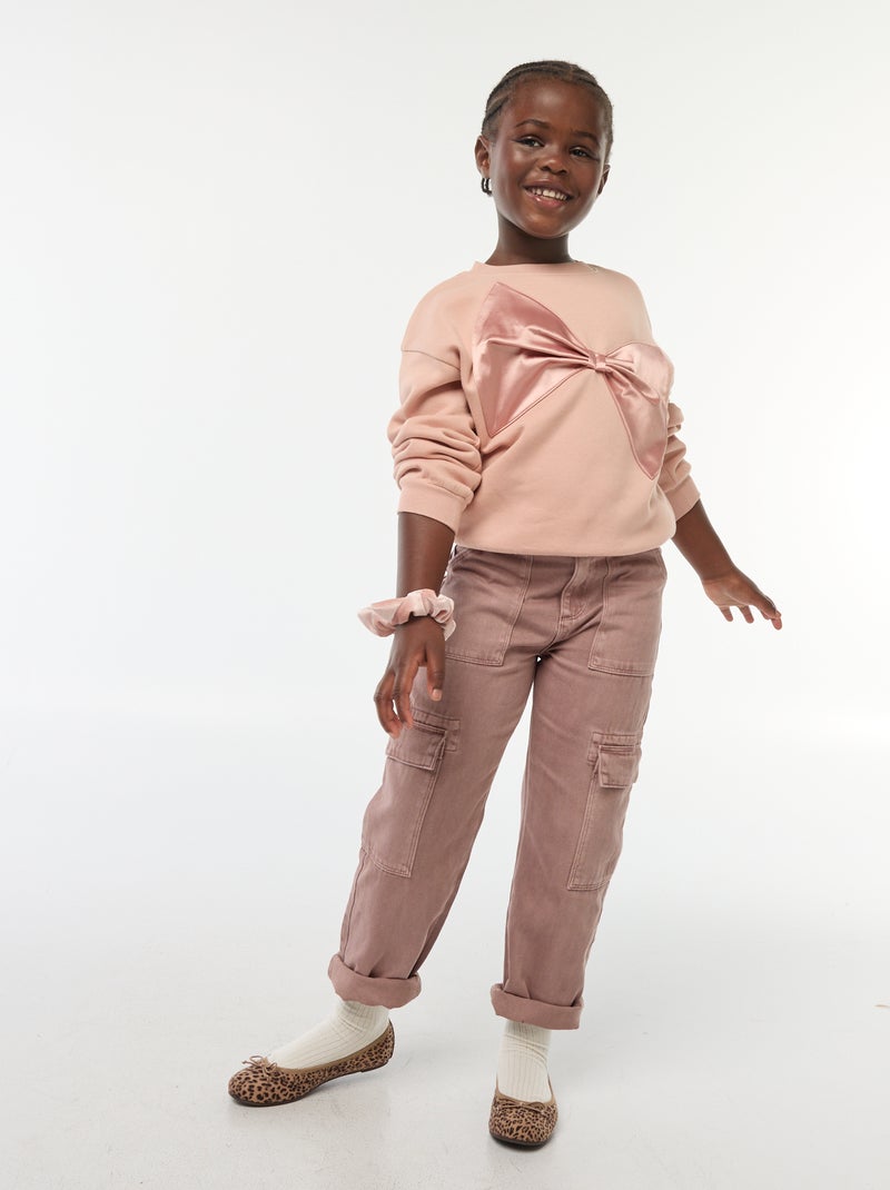 Sweat avec nœud en satin Rose - Kiabi