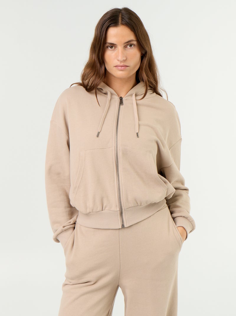Sweat basique en molleton léger Beige - Kiabi