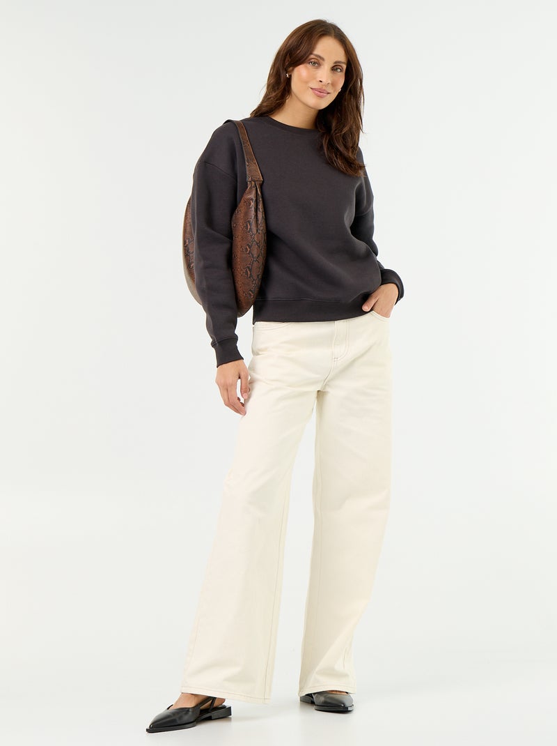Sweat basique en molleton Noir - Kiabi