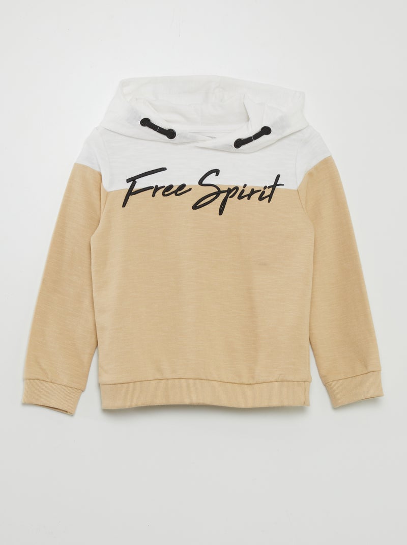 Sweat bicolor à inscription Beige - Kiabi
