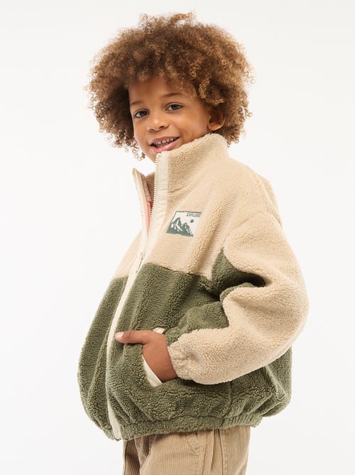 Sweat bicolore en maille bouclette - Kiabi