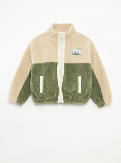 Sweat bicolore en maille bouclette - Kiabi