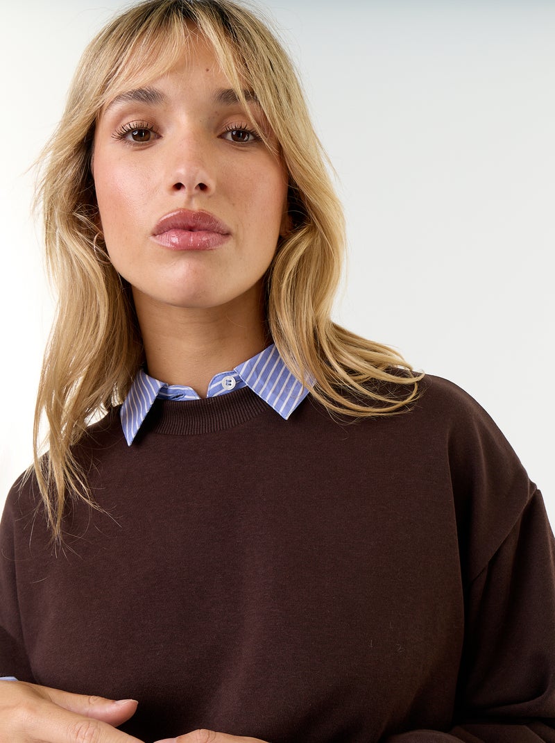 Sweat boule en french terry Marron - Kiabi