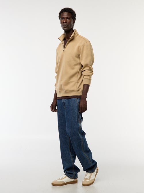 Sweat camionneur avec col montant zippé - Kiabi