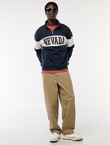 Sweat camionneur avec col montant zippé