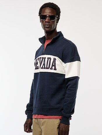 Sweat camionneur avec col montant zippé