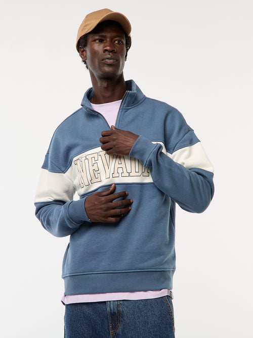 Sweat camionneur avec col montant zippé - Kiabi