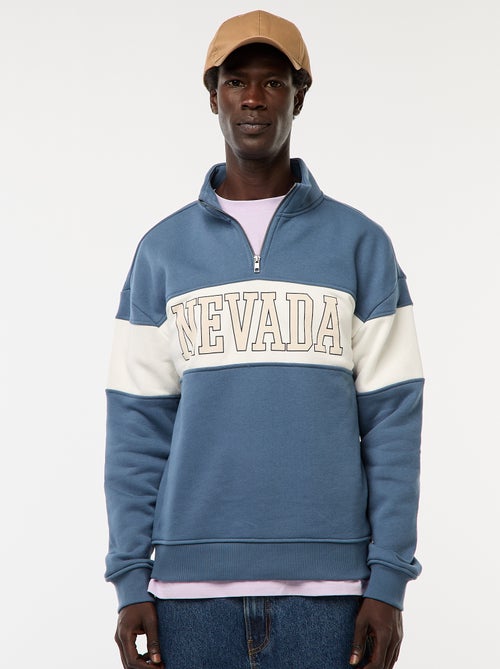 Sweat camionneur avec col montant zippé - Kiabi