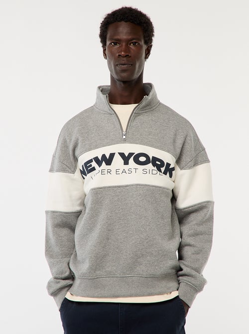 Sweat camionneur avec col montant zippé - Kiabi