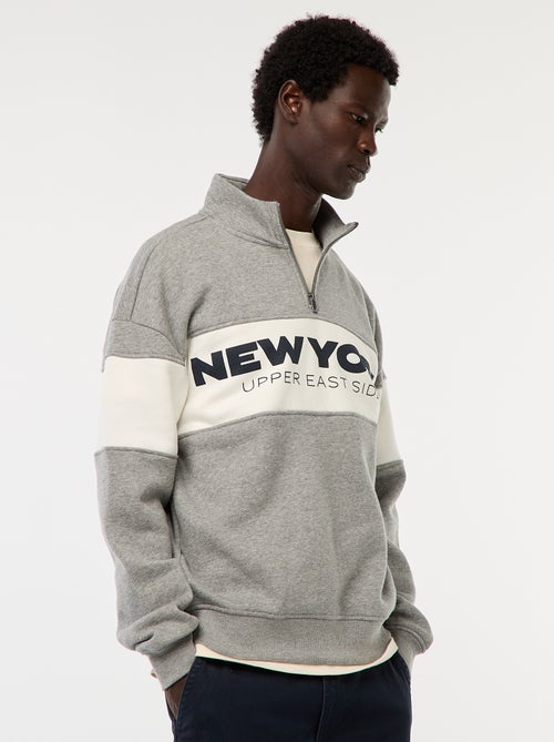 Sweat camionneur avec col montant zippé - Kiabi