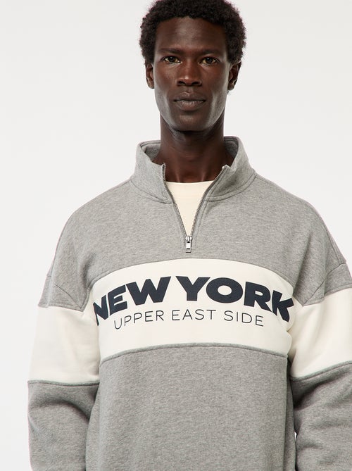 Sweat camionneur avec col montant zippé - Kiabi