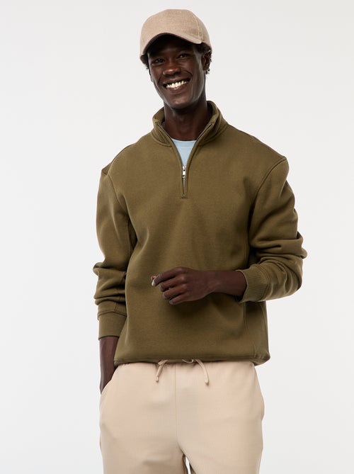 Sweat camionneur avec col montant zippé - Kiabi