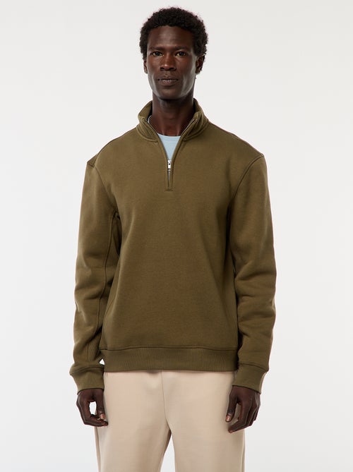 Sweat camionneur avec col montant zippé - Kiabi