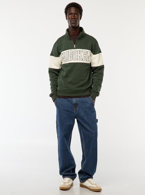 Sweat camionneur avec col montant zippé - Kiabi