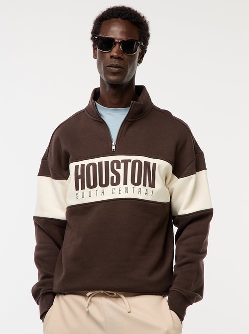 Sweat camionneur avec col montant zippé - Kiabi